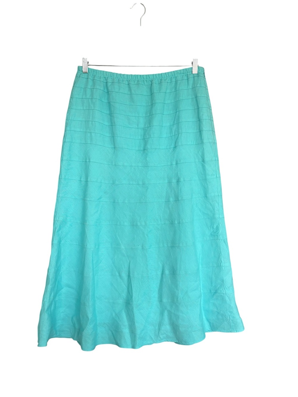 Saks Fifth Avenue BLUE Vintage Linen Maxi Skirt XL Lagenlook Spring Summer